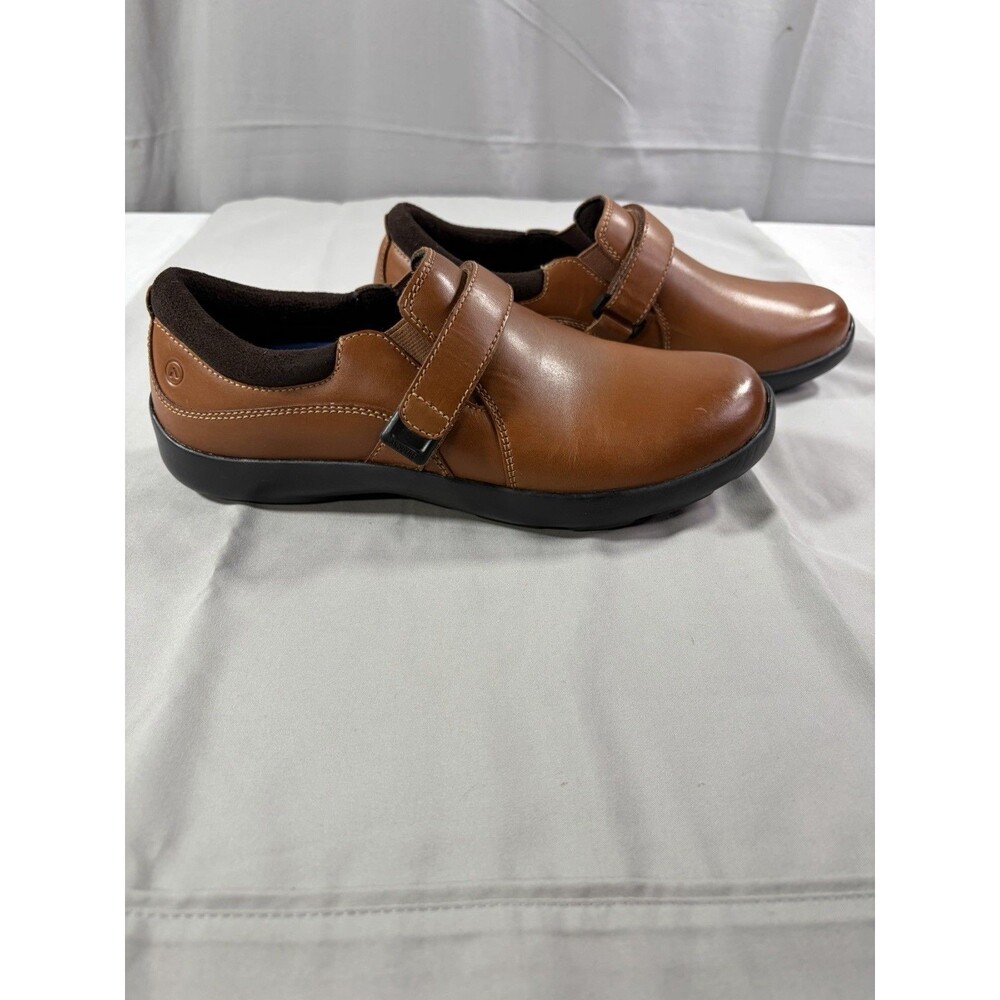 Anodyne No.51 Women's 10 W Leather Loafers Shoes Adj Strap Medium Brown Cognac